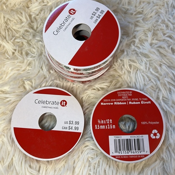 Holiday Snowmen & Candies Narrow Spools Of Ribbon Assortment Set Of Six New - Picture 4 of 4